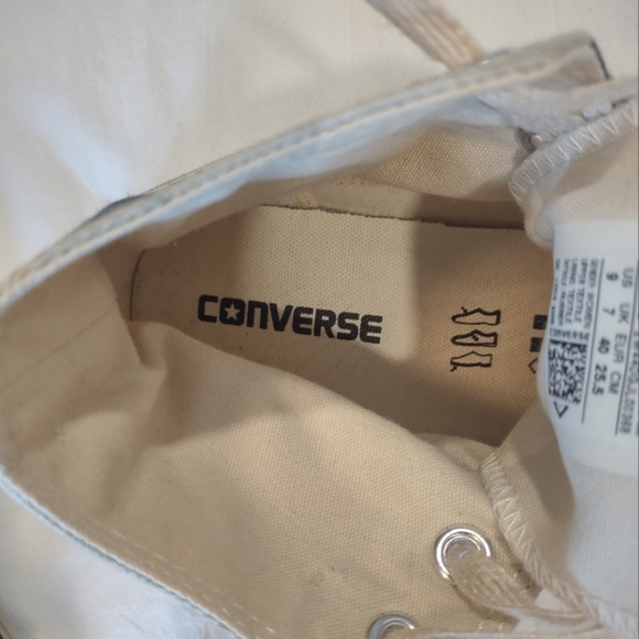 Converse High Top Sneakers - Ivory & Teal/Green Stripes - Women's 7 & 9 - Picture 15 of 15